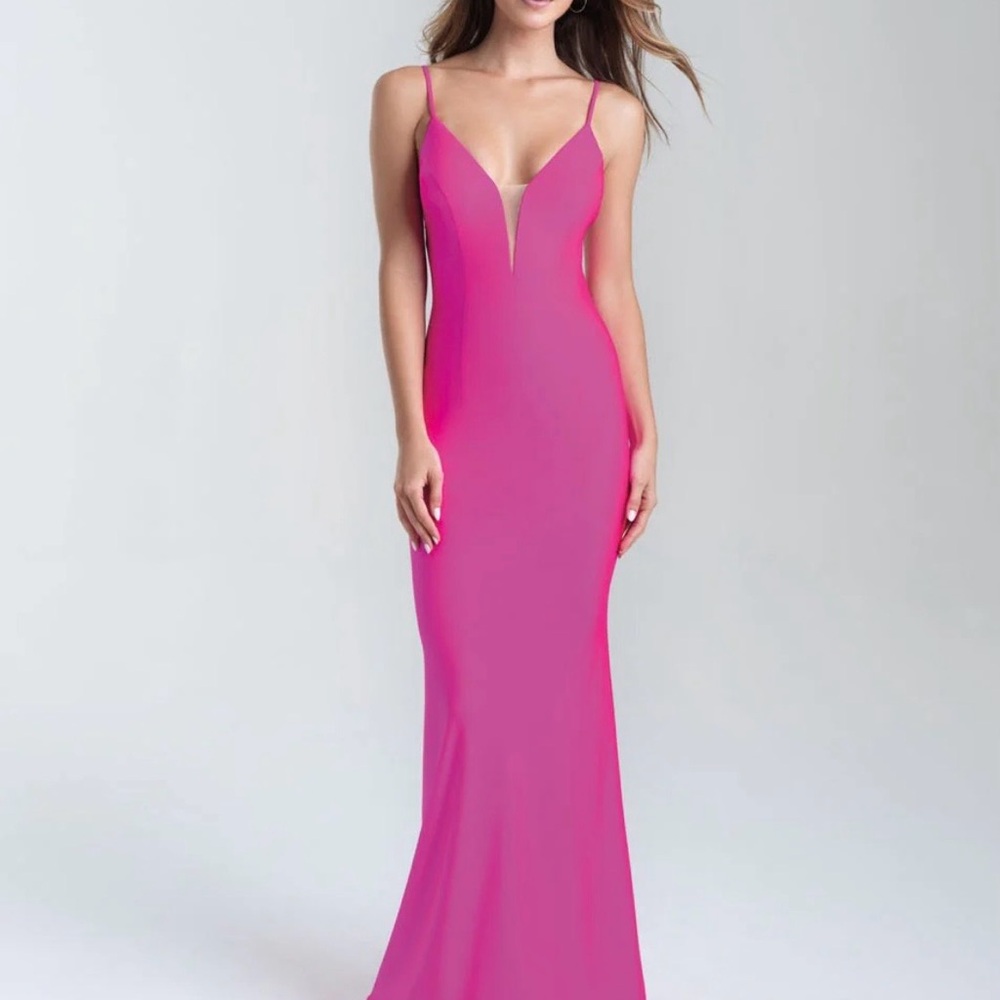 madison james Hot Pink Spaghetti-Strap Maxi Gown Size 0